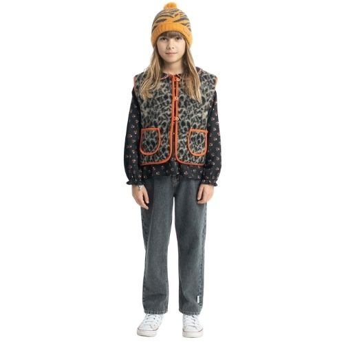 Piupiuchick waistcoat grey animal print-3