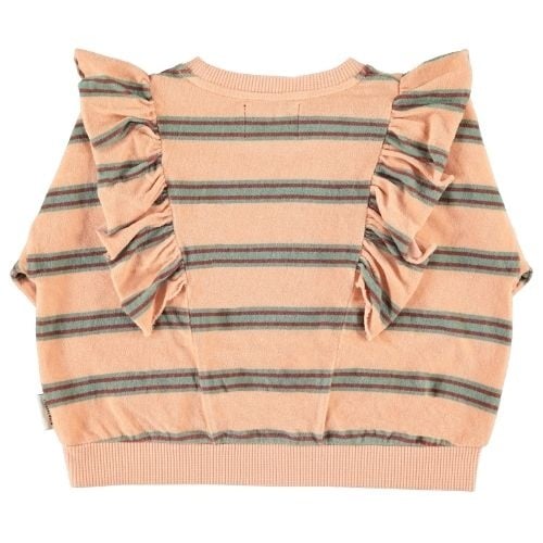 Piupiuchick terry cotton sweatshirt light pink w/ double stripes - trui-5
