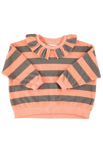 Piupiuchick sweatshirt w/ collar pink & green stripes - trui