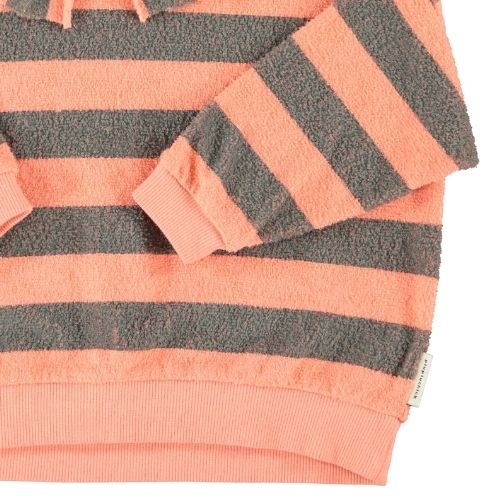 Piupiuchick sweatshirt w/ collar pink & green stripes - trui-6