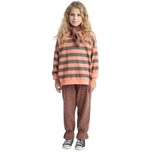 Piupiuchick sweatshirt w/ collar pink & green stripes - trui-3