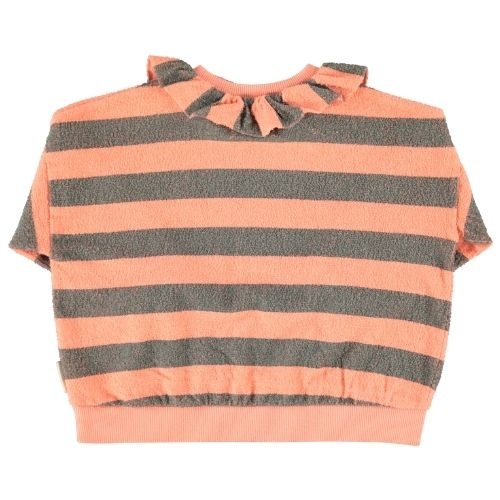 Piupiuchick sweatshirt w/ collar pink & green stripes - trui-7