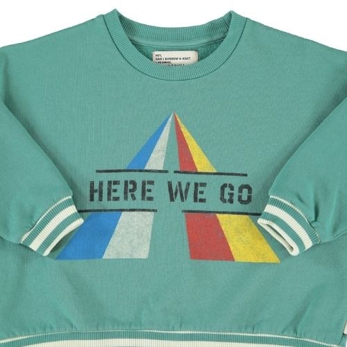 Piupiuchick sweatshirt green w/ "here we go" print - trui-4