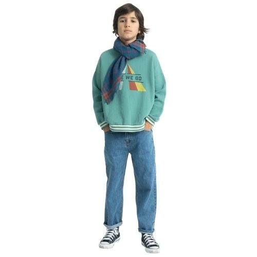 Piupiuchick sweatshirt green w/ "here we go" print - trui-2