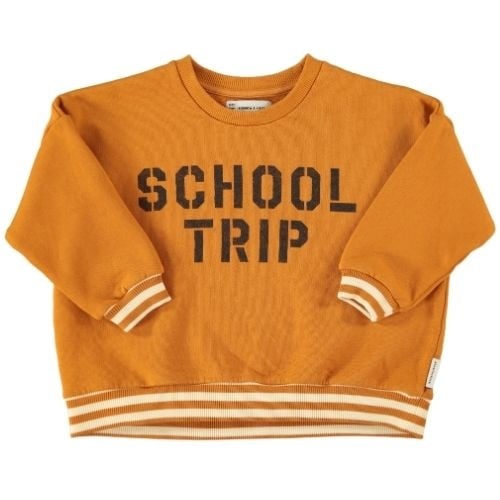 Piupiuchick sweatshirt camel w/ "school trip" print - trui-1