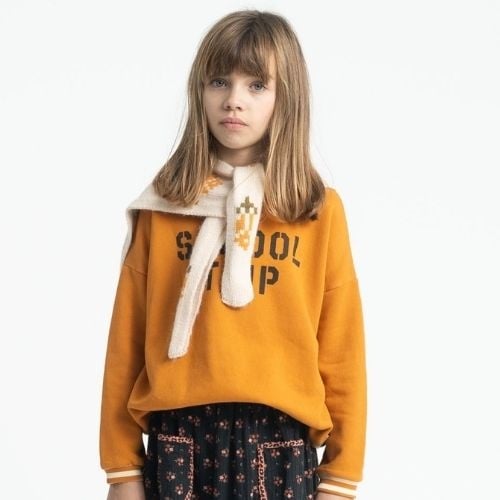 Piupiuchick sweatshirt camel w/ "school trip" print - trui-2