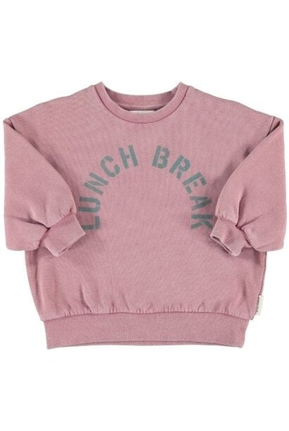 Piupiuchick oversized sweatshirt pink w/ "lunch break" print - trui