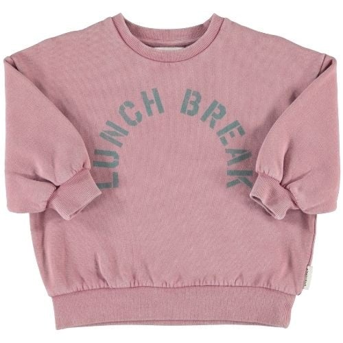 Piupiuchick oversized sweatshirt pink w/ "lunch break" print - trui-1