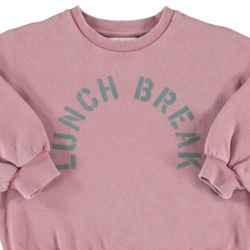 Piupiuchick oversized sweatshirt pink w/ "lunch break" print - trui-4