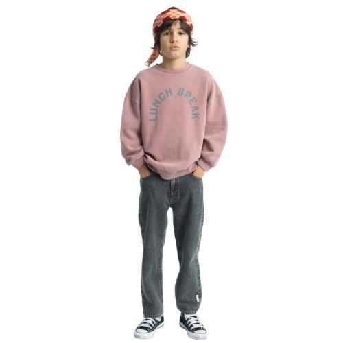 Piupiuchick oversized sweatshirt pink w/ "lunch break" print - trui-2