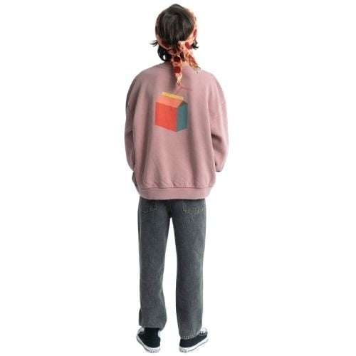 Piupiuchick oversized sweatshirt pink w/ "lunch break" print - trui-3