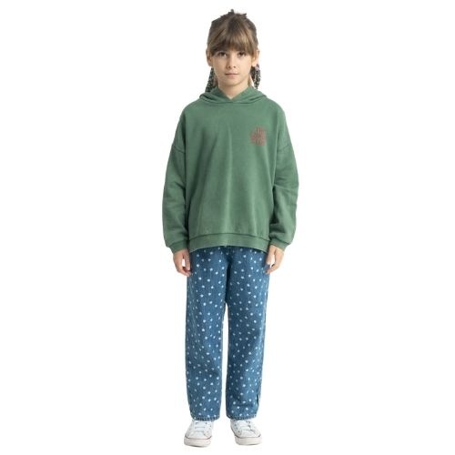 Piupiuchick hoodie green w/ apple print - trui-2