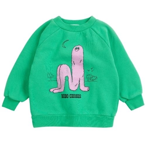 Bobo Choses long pinky puff sweatshirt green-1