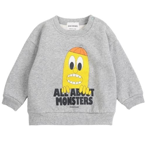 Bobo Choses bigtooth lemon sweatshirt light heather grey-1