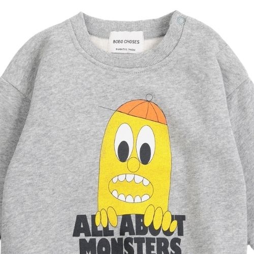 Bobo Choses bigtooth lemon sweatshirt light heather grey-4