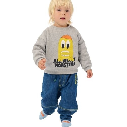 Bobo Choses bigtooth lemon sweatshirt light heather grey-3