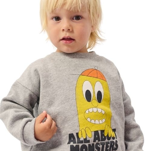Bobo Choses bigtooth lemon sweatshirt light heather grey-2