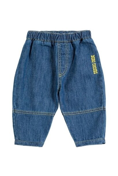Bobo Choses taxi saurus tag denim pants midnight blue