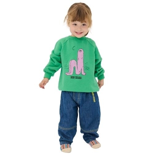 Bobo Choses taxi saurus tag denim pants midnight blue-2