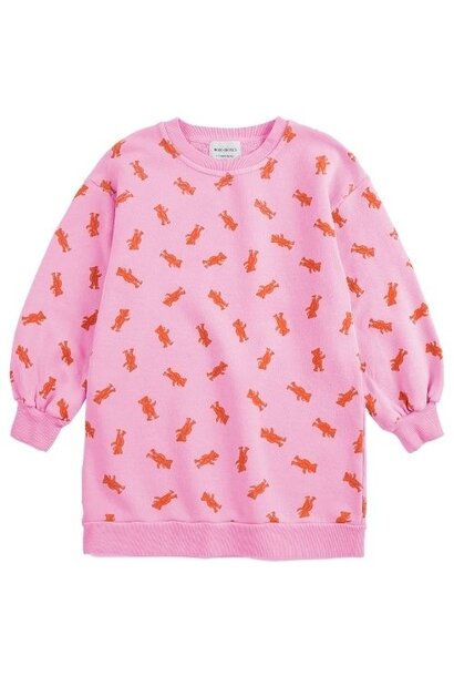 Bobo Choses softpaw monster all over sweatshirt dress pink