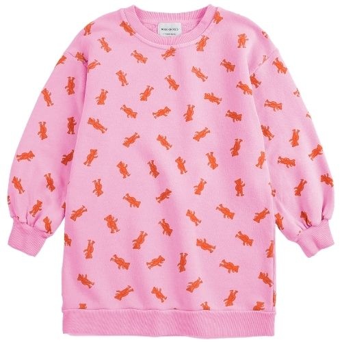 Bobo Choses softpaw monster all over sweatshirt dress pink-1