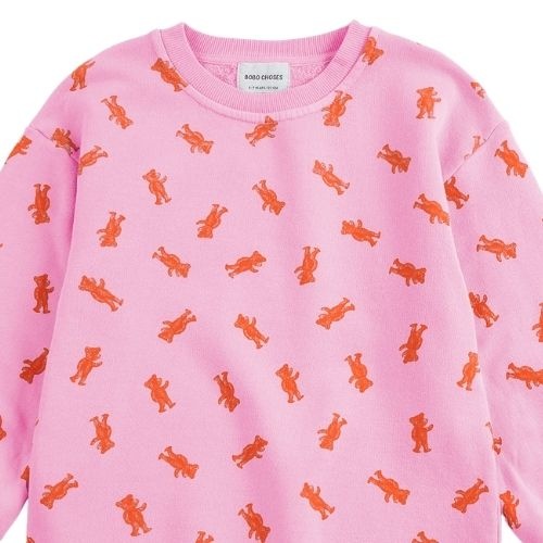 Bobo Choses softpaw monster all over sweatshirt dress pink-2
