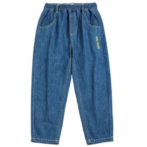 Bobo Choses taxi saurus tag denim pants midnight blue-1