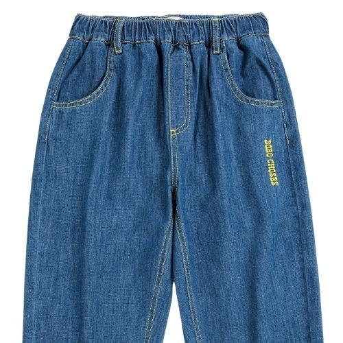 Bobo Choses taxi saurus tag denim pants midnight blue-3