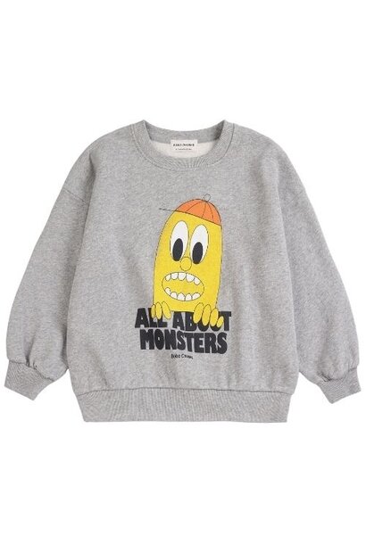Bobo Choses bigtooth lemon sweatshirt light heather grey