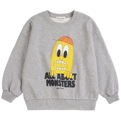 Bobo Choses bigtooth lemon sweatshirt light heather grey-1