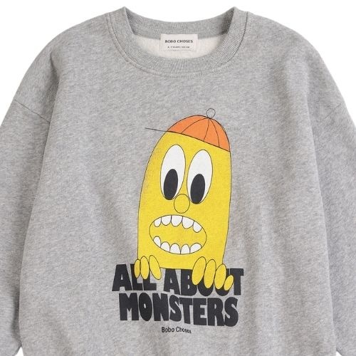 Bobo Choses bigtooth lemon sweatshirt light heather grey-4
