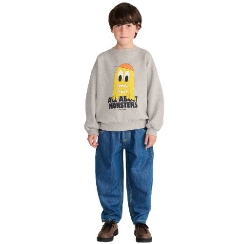 Bobo Choses bigtooth lemon sweatshirt light heather grey-3