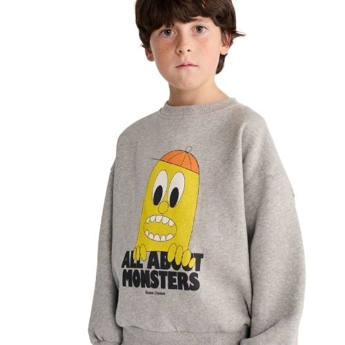 Bobo Choses bigtooth lemon sweatshirt light heather grey-2