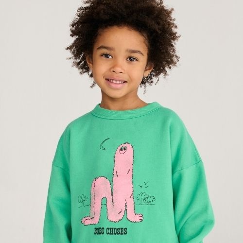 Bobo Choses long puff sweatshirt green-2
