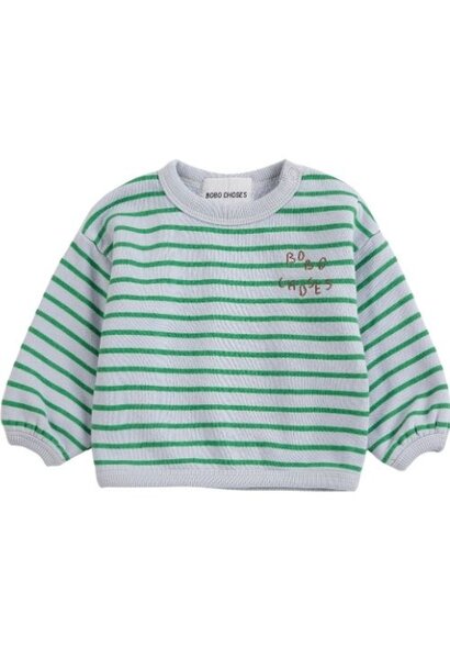 Bobo Choses bobo choses stripes sweatshirt light heather grey green