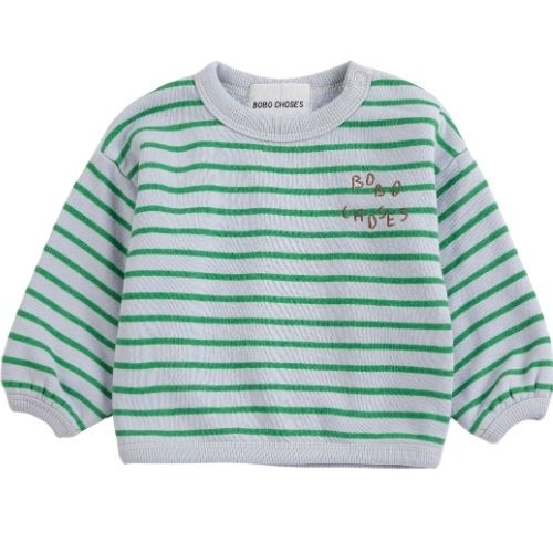 Bobo Choses bobo choses stripes sweatshirt light heather grey green-1