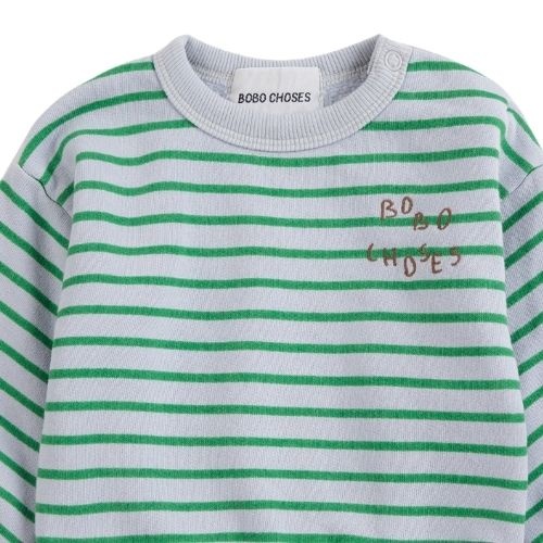 Bobo Choses bobo choses stripes sweatshirt light heather grey green-3