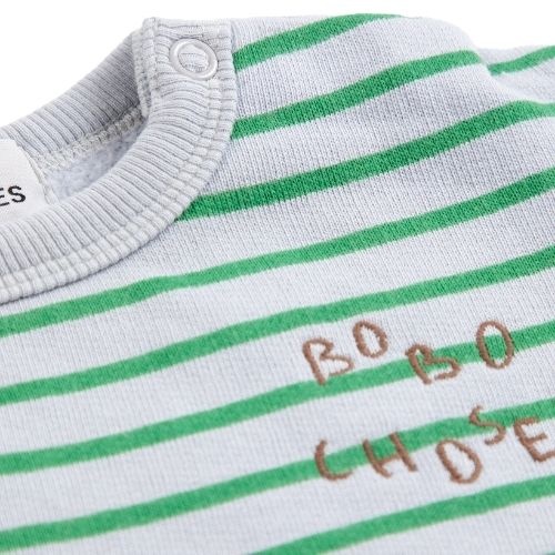 Bobo Choses bobo choses stripes sweatshirt light heather grey green-2