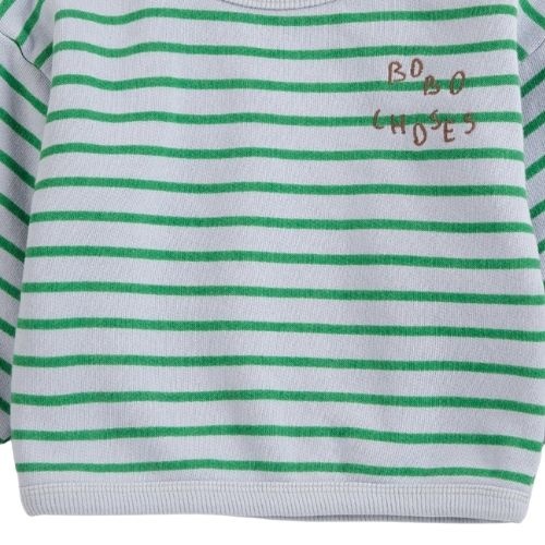 Bobo Choses bobo choses stripes sweatshirt light heather grey green-4