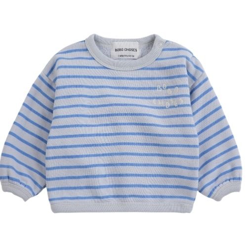 Bobo Choses bobo choses stripes sweatshirt light heather grey blue-1