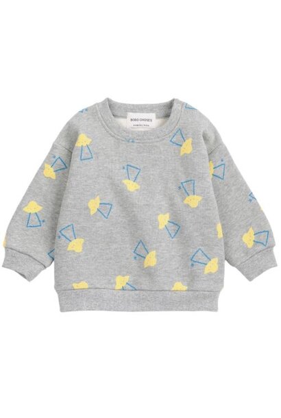 Bobo Choses baby pixel abduction all over sweatshirt light heather grey