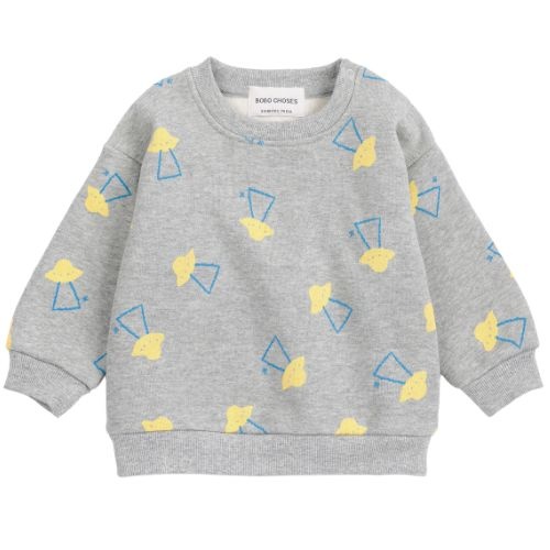 Bobo Choses baby pixel abduction all over sweatshirt light heather grey-1