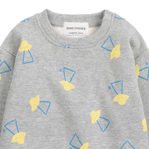 Bobo Choses baby pixel abduction all over sweatshirt light heather grey-3