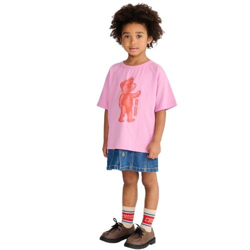 Bobo Choses softpaw monster t-shirt pink-3