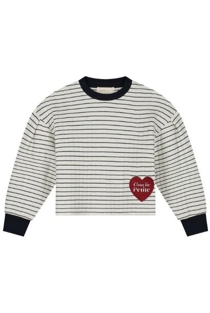 Charlie Petite sien sweater stripes ecru navy - trui