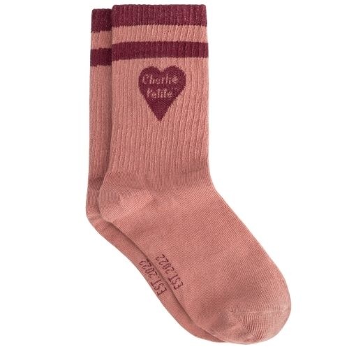 Charlie Petite soy socks pink with bordeaux - sokken-1