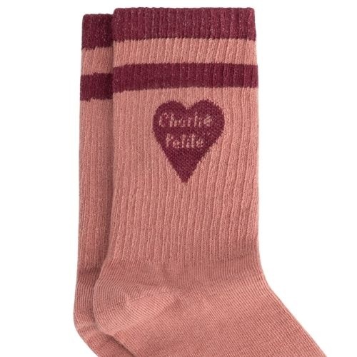 Charlie Petite soy socks pink with bordeaux - sokken-2