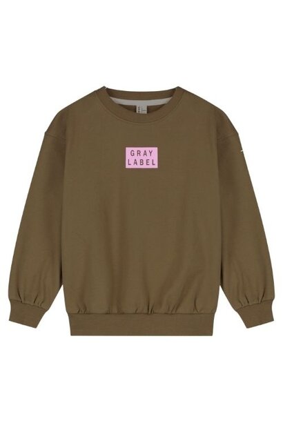 Gray Label logo dropped shoulder sweater gots woody bubblegum - trui
