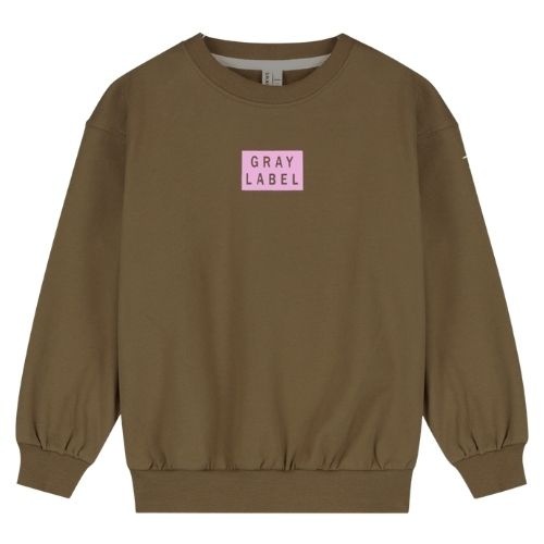 Gray Label logo dropped shoulder sweater gots woody bubblegum - trui-1