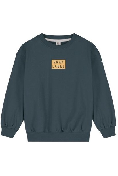 Gray Label logo dropped shoulder sweater gots blue gray bright cookie - trui